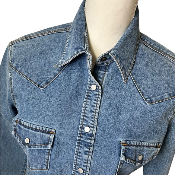 LEVI STRAUSS button down snap button denim jean long sleeve country shirt NWT - Picture 3 of 11